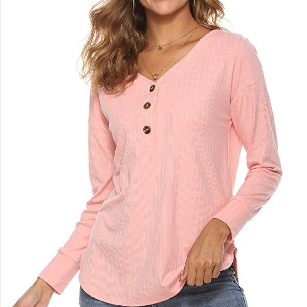 Pink loose fit long sleeve top